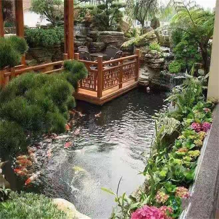 蓝田别墅庭院景观设计鱼池